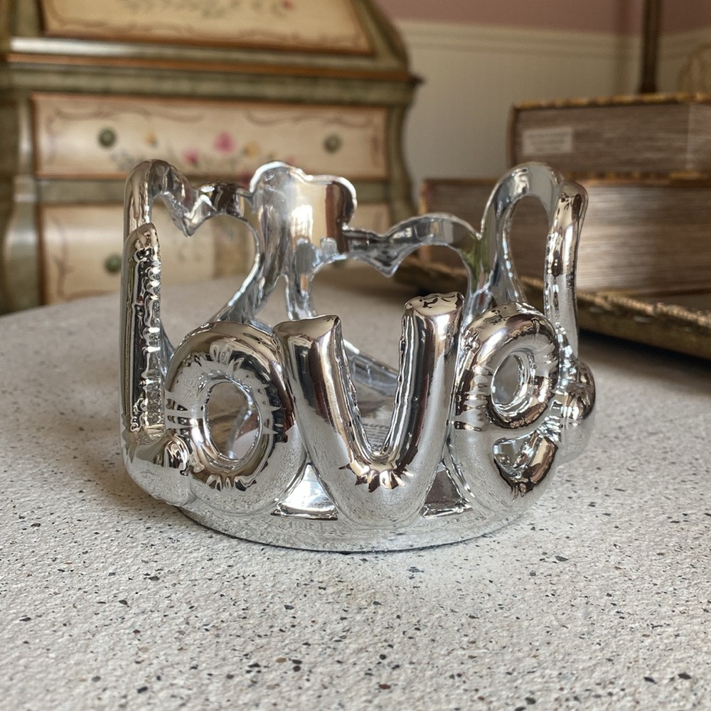 RARE! Bath & Body Works Love Foil Balloon Candle Holder and bonus